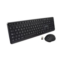 Tastatur mit Maus V7 CKW350ES Schwarz Qwerty Spanisch