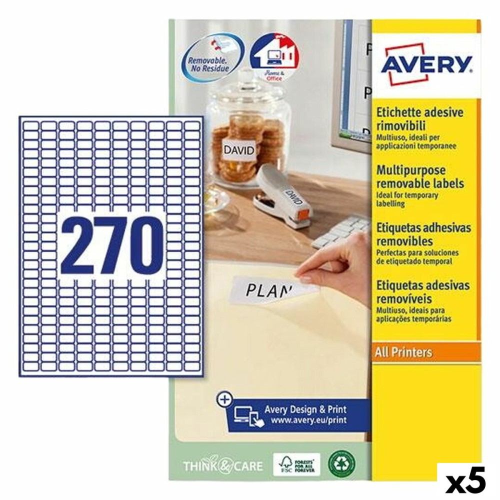 Etiquettes pour Imprimante Avery Blanc 25 Volets 17,8 x 10 mm (5 Unités)