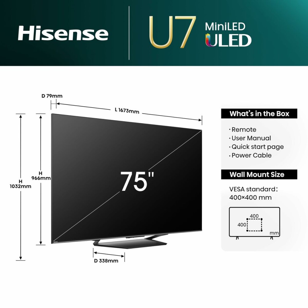 TV intelligente Hisense 85U7NQ 4K Ultra HD 85" ULED