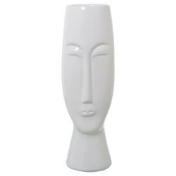 Vase Alexandra House Living Blanc Céramique Brillant Visage 16 x 15 x 47 cm