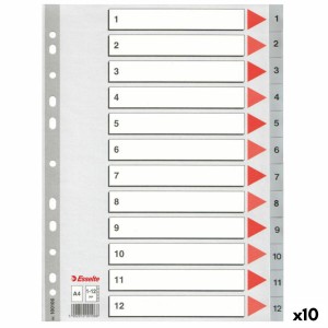 Seperators Esselte Numbered Grey A4 12 Sheets (10 Units)