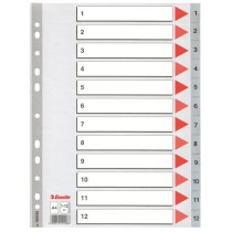 Seperators Esselte Numbered Grey A4 12 Sheets (10 Units)