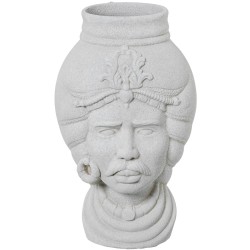 Vase Alexandra House Living White Ceramic African Man 21 x 21 x 39 cm