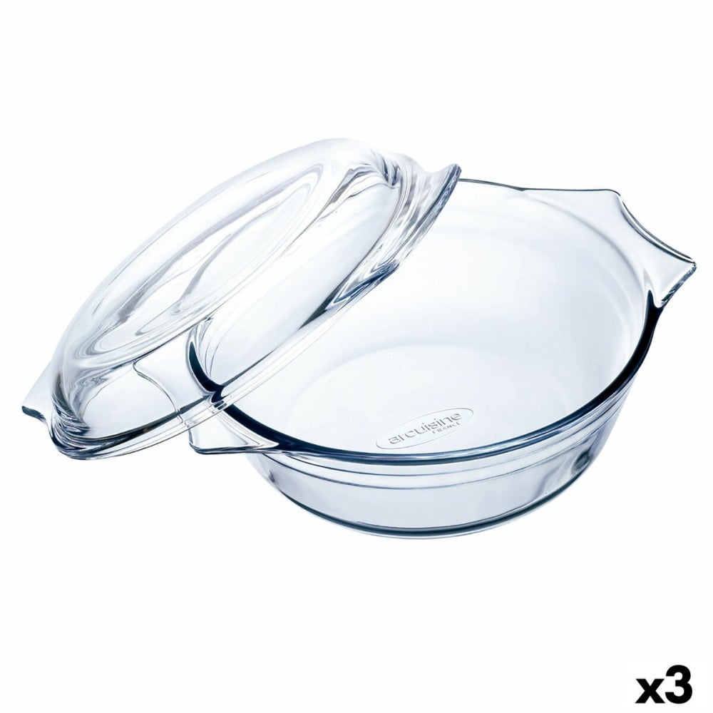 Plat de Four Ô Cuisine Ocuisine Vidrio Transparent verre 27 x 24 x 11 cm Avec couvercle (3 Unités)