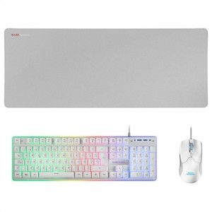 Keyboard and Mouse Mars Gaming MCPXWES White Spanish Qwerty QWERTY LED RGB