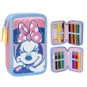 Double Pencil Case Minnie Mouse Pink 12,5 x 19,5 x 4,5 cm