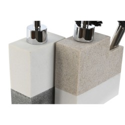 Scourer Brush with Handle and Soap Dispenser Home ESPRIT White Beige Grey 11 x 9,3 x 16,6 cm (2 Units)