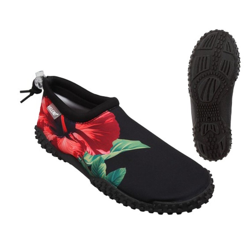 Slippers Black Flower