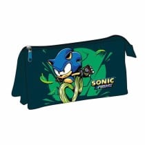 Trousse Fourre-Tout Triple Sonic Bleu foncé 11,5 x 2 x 22,5 cm