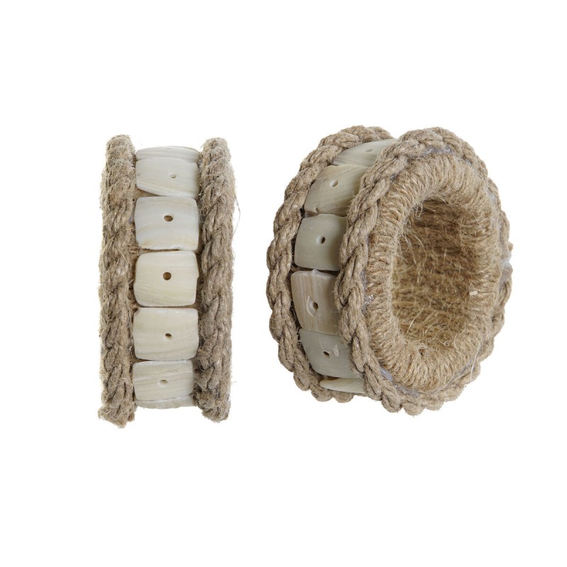 Napkin ring DKD Home Decor Natural Jute Resin Aluminium 6 x 3 x 6 cm 4 Pieces