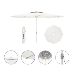 "Marbueno Parasol Acier 8 Baleines D270 cm Polyester Blanc Jardin, Piscine et Terrasse 10187"