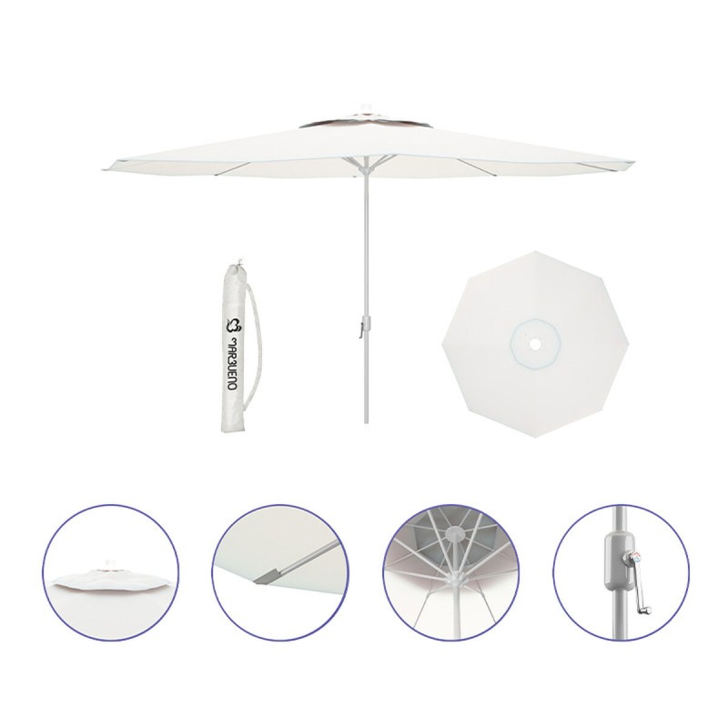 "Marbueno Parasol Acier 8 Baleines D270 cm Polyester Blanc Jardin, Piscine et Terrasse 10187"