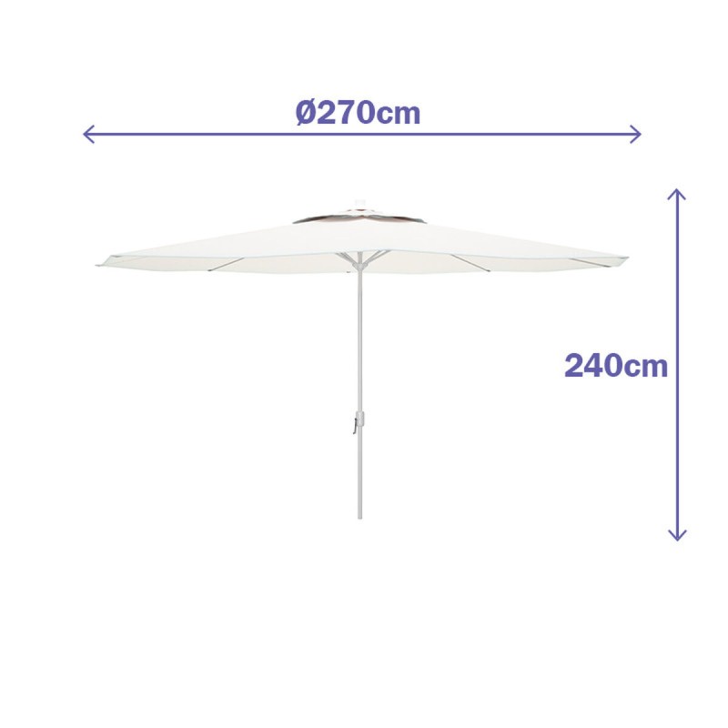 "Marbueno Parasol Acier 8 Baleines D270 cm Polyester Blanc Jardin, Piscine et Terrasse 10187"