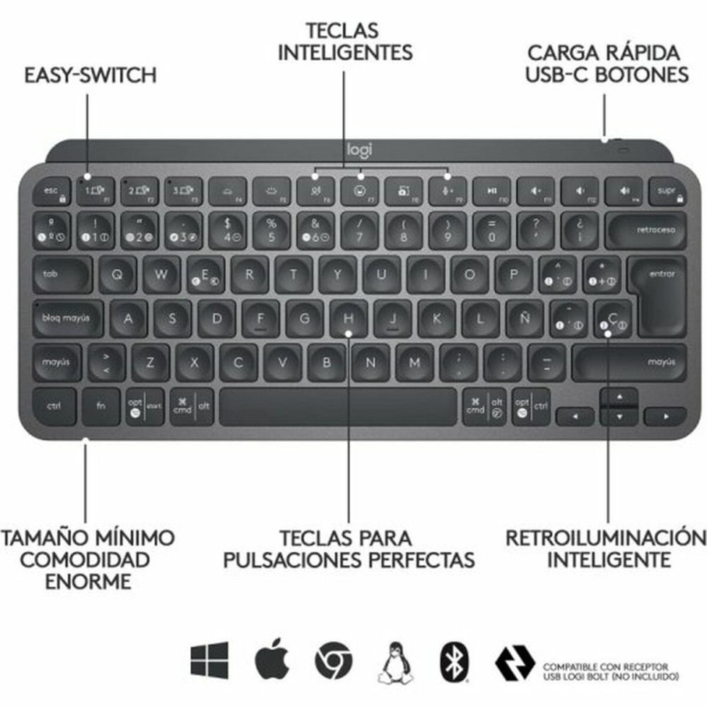 Keyboard Logitech 920-010488 Black Spanish Qwerty