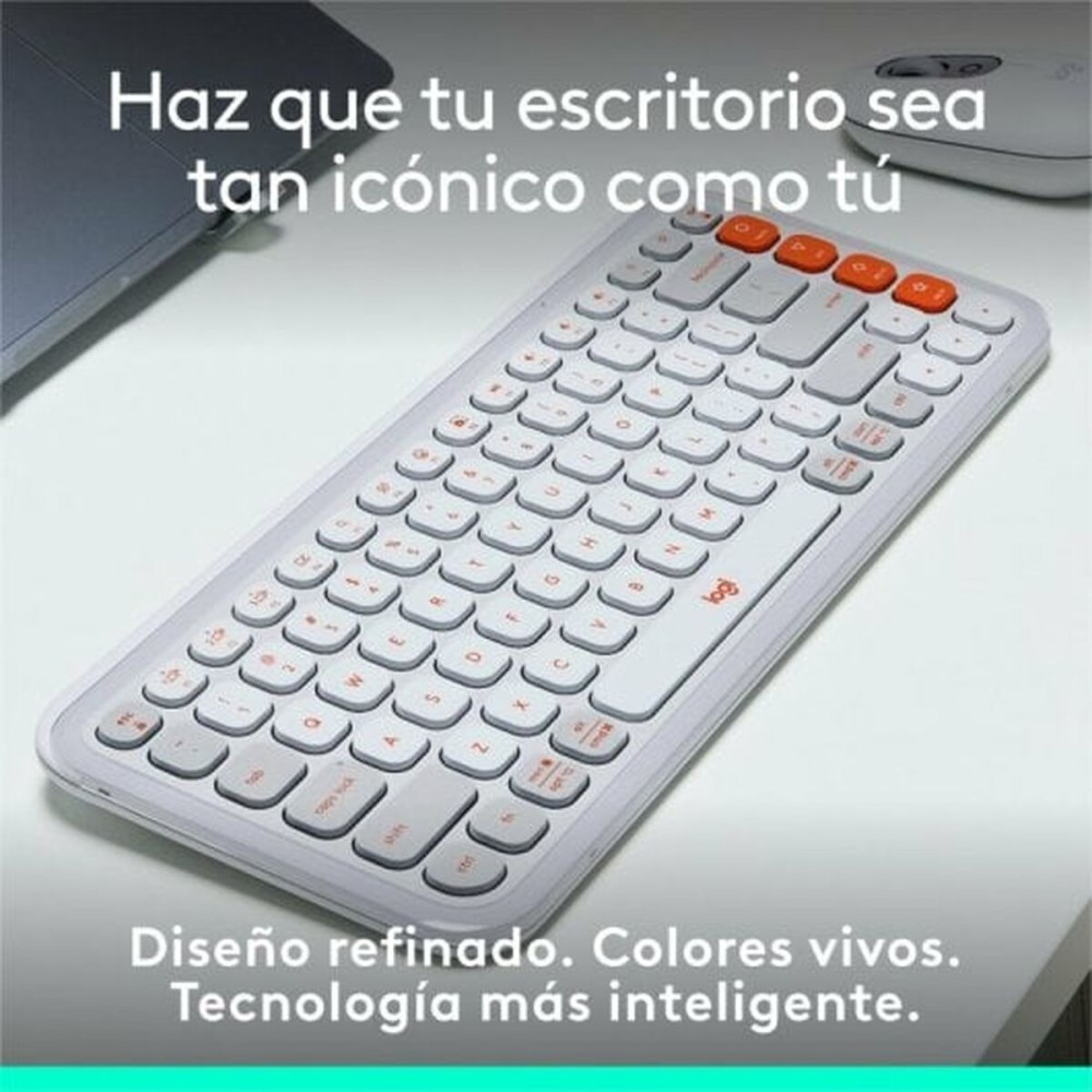 Clavier Logitech Pop Icon Blanc Espagnol Qwerty QWERTY