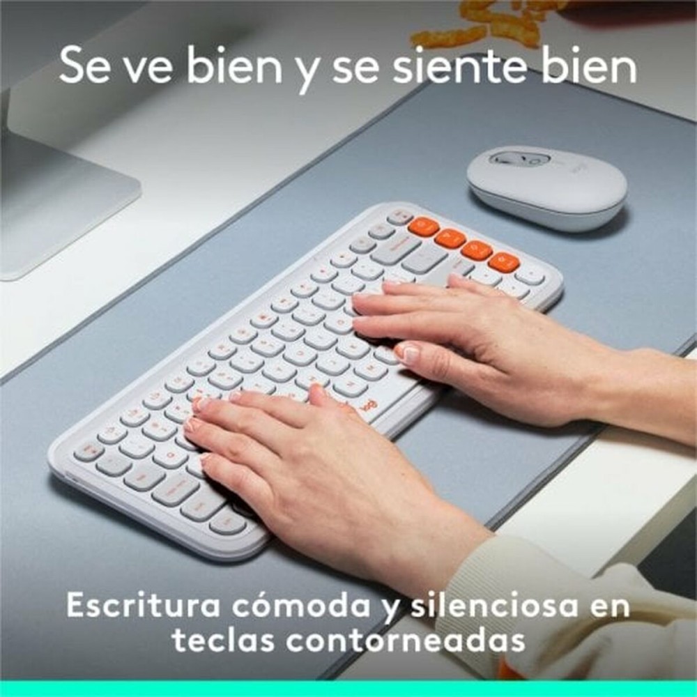 Keyboard Logitech Pop Icon White Spanish Qwerty QWERTY