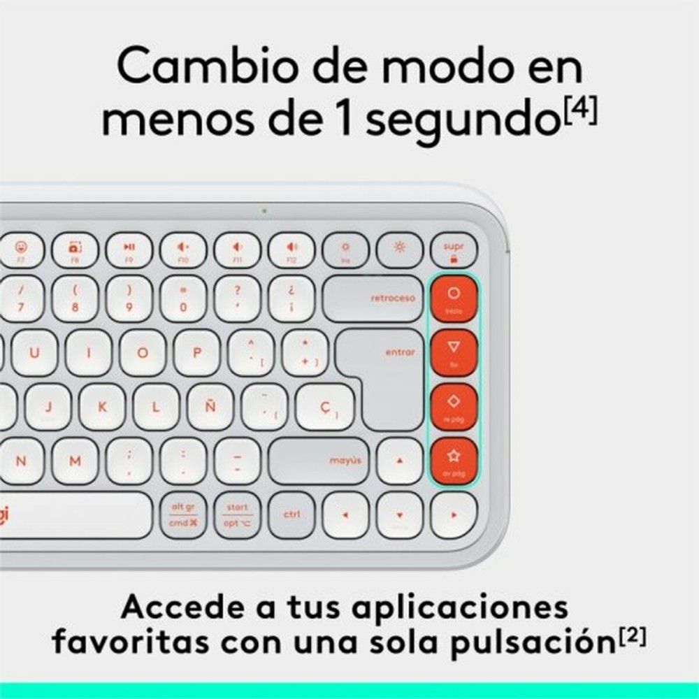 Clavier Logitech Pop Icon Blanc Espagnol Qwerty QWERTY