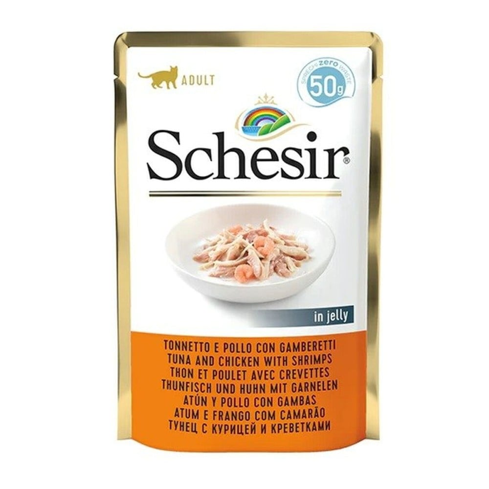 Katzenfutter Agras Pet Foods SCHESIR in jelly Tuna and chicken with shrimps Fisch 50 g