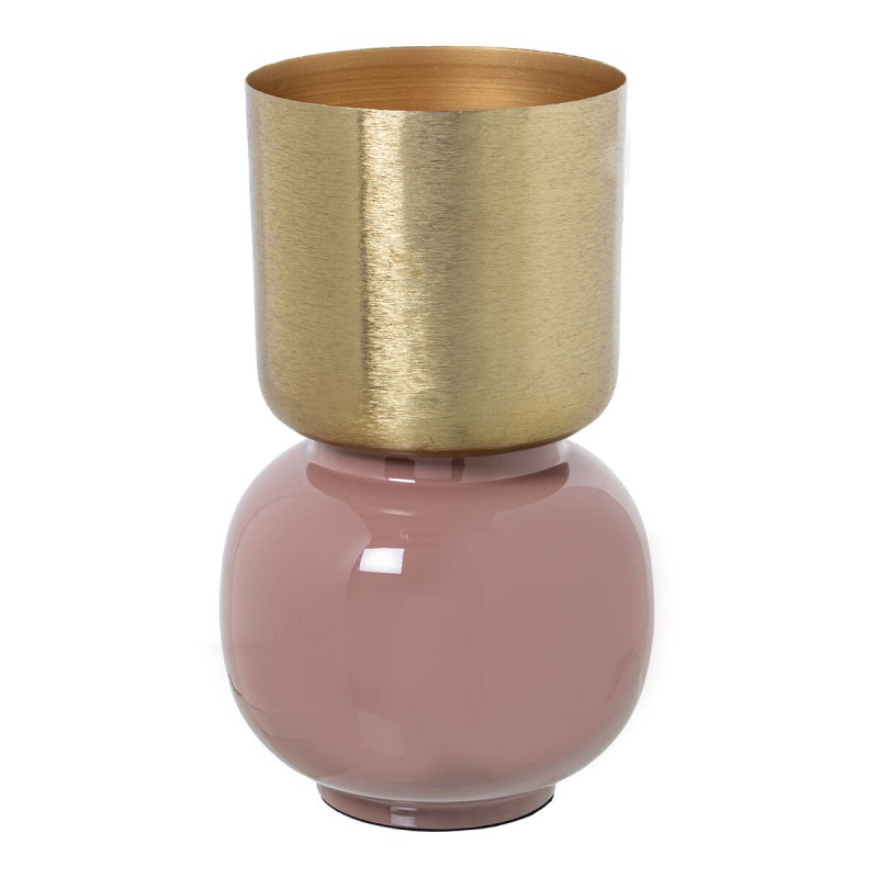 Vase Alexandra House Living Pink Golden Metal 18 x 18 x 19 cm