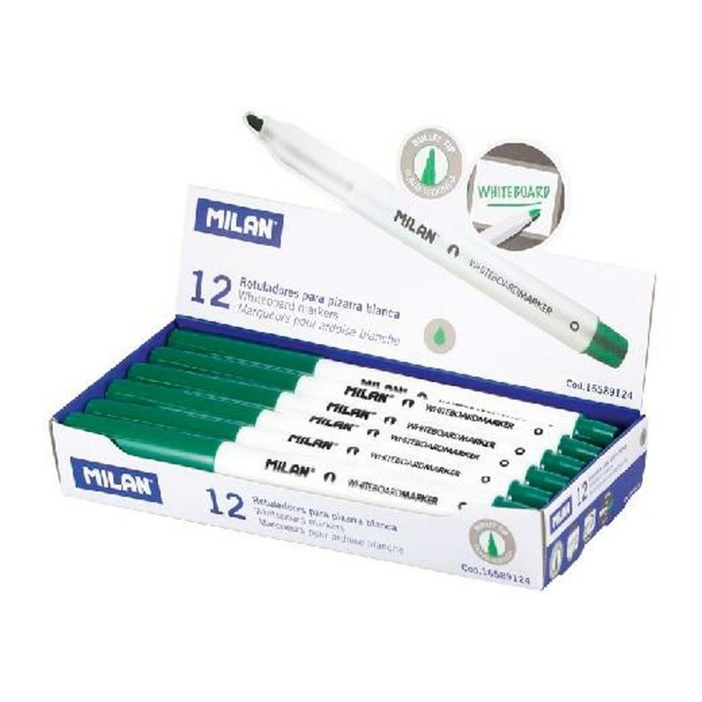 Felt-tip pens Milan Whiteboard Green (12 Units)