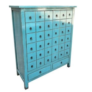 Chest of drawers DKD Home Decor Blue Elm wood Oriental Lacquered 102 x 42 x 120 cm