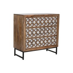 Chest of drawers Home ESPRIT Brown Black Silver Mango wood Mirror Indian Man 80 x 38 x 80 cm