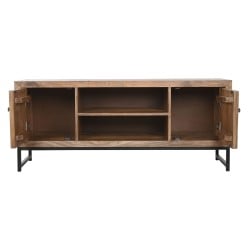 TV-Möbel Home ESPRIT Braun Schwarz Silberfarben Mango-Holz Spiegel 130 x 40 x 55,5 cm