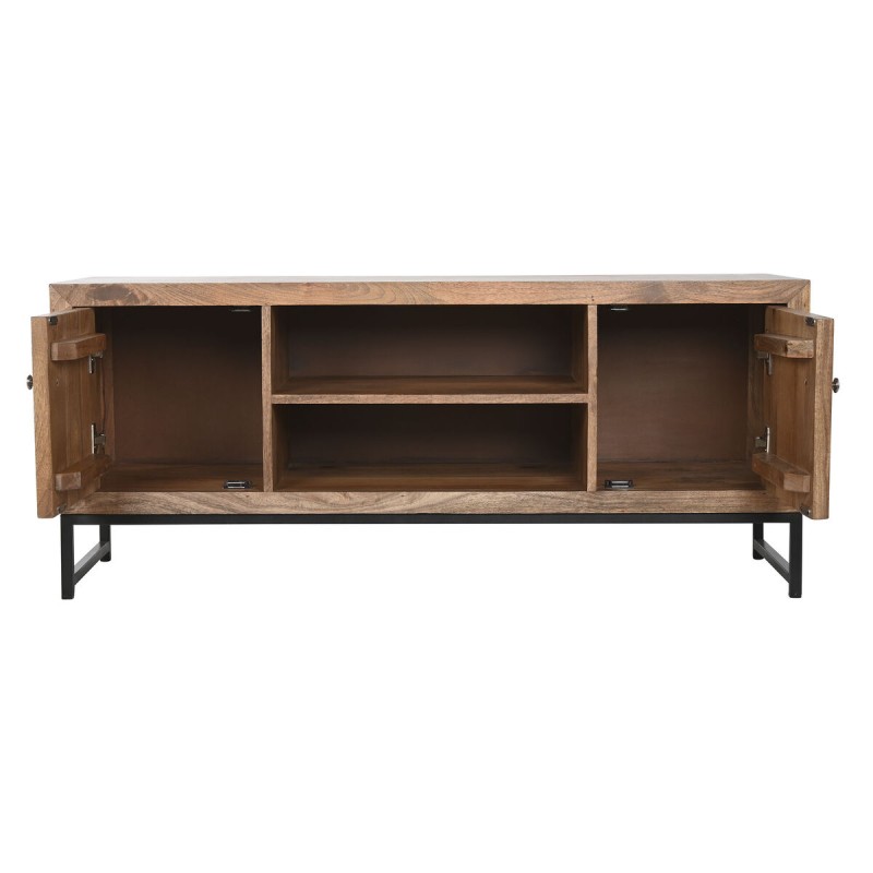 TV-Möbel Home ESPRIT Braun Schwarz Silberfarben Mango-Holz Spiegel 130 x 40 x 55,5 cm