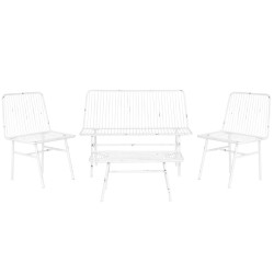 Table Set with 3 Armchairs Home ESPRIT White Metal 115 x 53 x 83 cm