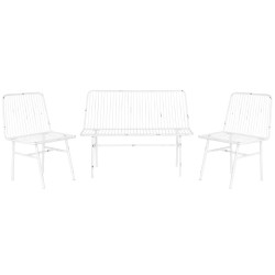 Table Set with 3 Armchairs Home ESPRIT White Metal 115 x 53 x 83 cm