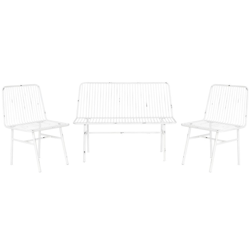 Ensemble Table avec 3 Sièges Home ESPRIT Blanc Métal 115 x 53 x 83 cm