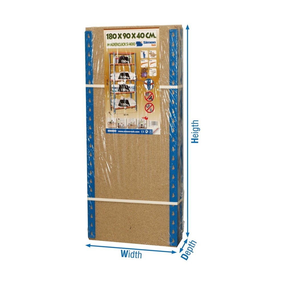 Regal Simon Rack Maderclick 5/400 750 kg Metall Holz 5 Regale Spanplatte (180 x 90 x 40 cm)