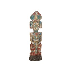 Sculpture Romimex Jaune Rouge Vert Bois de suar 33 x 157 x 33 cm Tribal