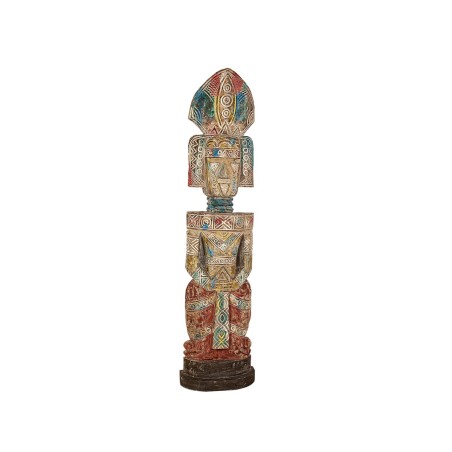 Sculpture Romimex Yellow Red Green Suar wood 33 x 180 x 33 cm Tribal