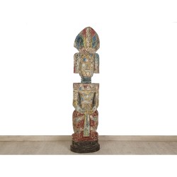 Sculpture Romimex Jaune Rouge Vert Bois de suar 33 x 180 x 33 cm Tribal