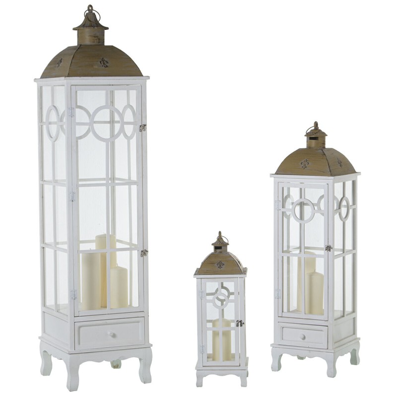 Lanterns Alexandra House Living White Wood Crystal Fir wood (3 Pieces)