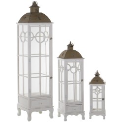 Lanterns Alexandra House Living White Wood Crystal Fir wood (3 Pieces)