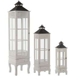 Lanterns Alexandra House Living White Wood Crystal Fir wood (3 Pieces)