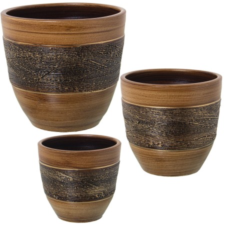 Set de pots de fleurs Alexandra House Living Marron Céramique (3 Pièces)