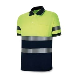 Short Sleeve Polo Shirt 1288pavxmcyfa High visibility Yellow Navy Blue