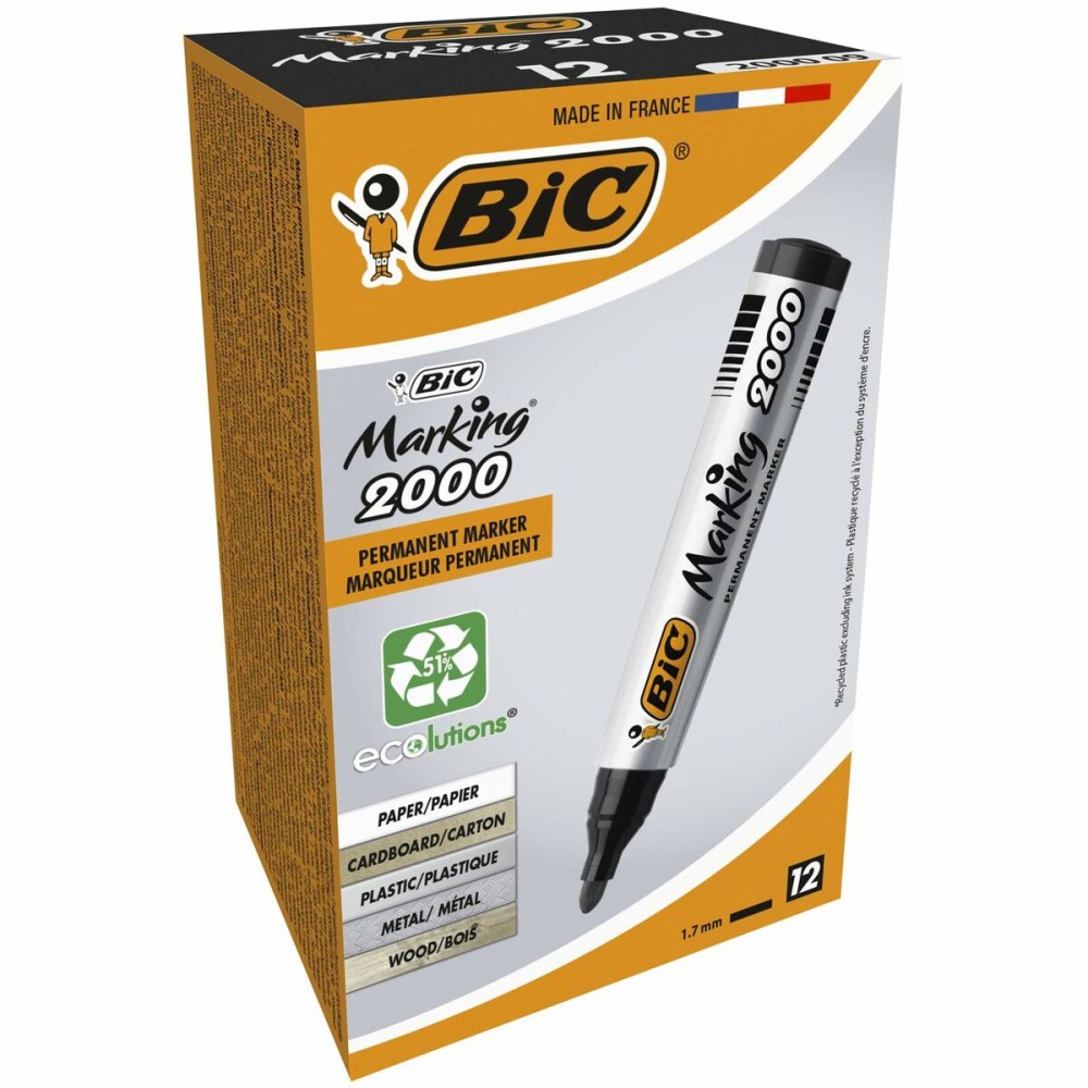 Permanent marker Bic Marking 2000 Black 12 Pieces