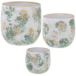 Set de pots de fleurs Alexandra House Living Vert Doré Céramique (3 Pièces)