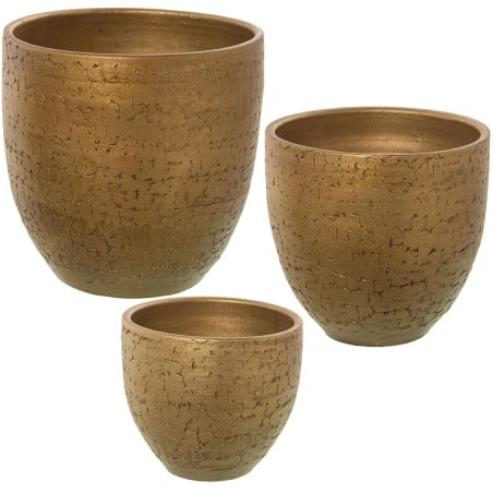 Set of Planters Alexandra House Living Golden Ceramic (3 Pieces)