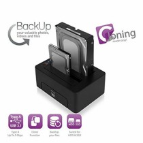 Dual-Dockstation Ewent AAACET0186 Dual 2.5"-3.5" USB 3.1 ABS Schwarz