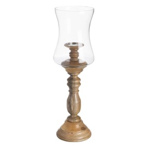 Candleholder Natural Wood Crystal 20 x 20 x 68 cm