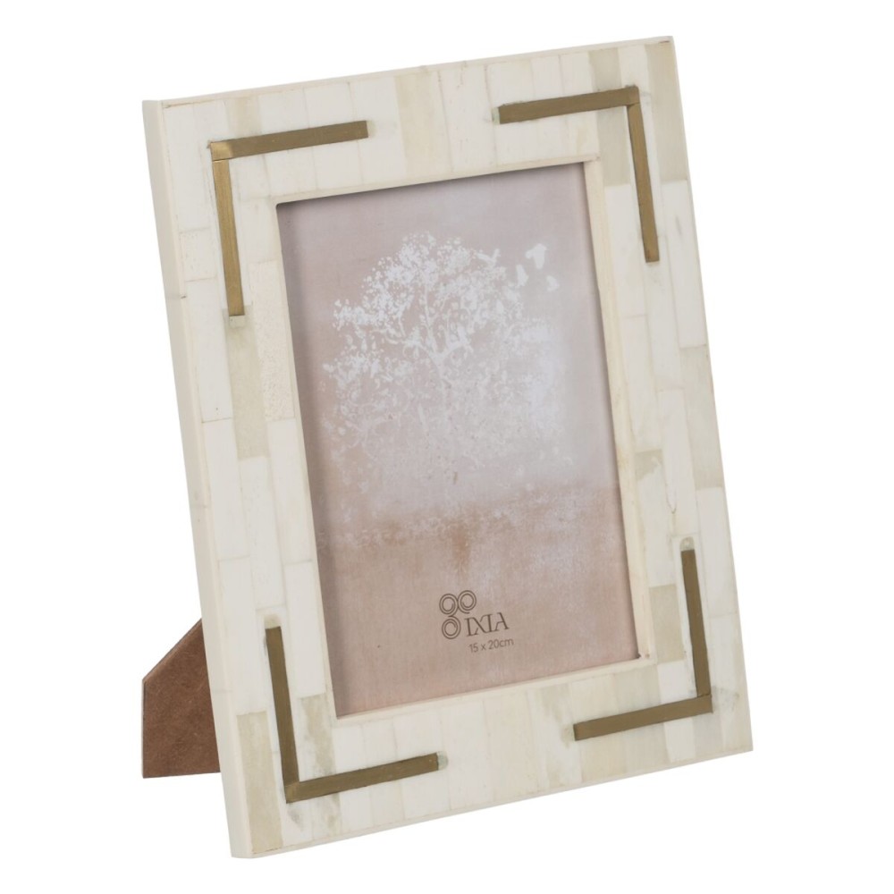 Fotorahmen Creme Gold Harz Kupfer 15 x 20 cm 22 x 1,5 x 27 cm