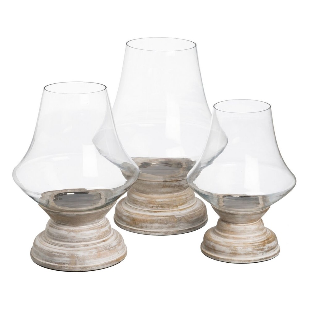 Candleholder White Wood Crystal 33 x 33 x 43 cm