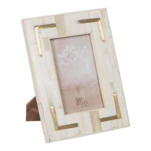 Fotorahmen Creme Gold Harz Kupfer 10 x 15 cm 17 x 1,5 x 22 cm