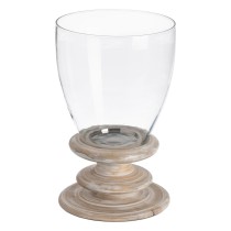 Bougeoir Blanc Bois Verre 24 x 24 x 39 cm