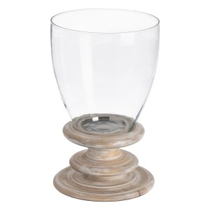 Bougeoir Blanc Bois Verre 24 x 24 x 39 cm